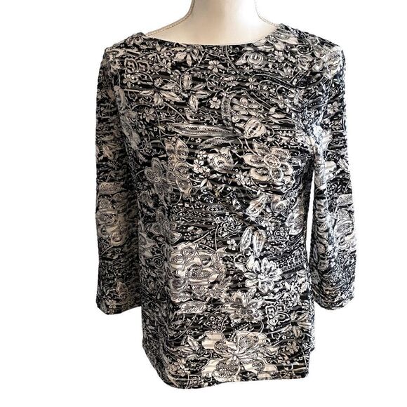 Coldwater Creek Black White Knit Top Size Medium NWT - Picture 2 of 6